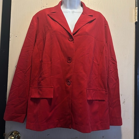 Danny&Nicole Jackets & Blazers - Danny Nicole Red Blazer - Women's Plus Size 18W - Classic Statement Piece